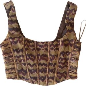 Zara Brown Patterned Crop Top